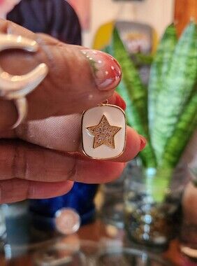 Treasure Jewels Gold Star White Enamel Pendant Necklace - Women Jewelry